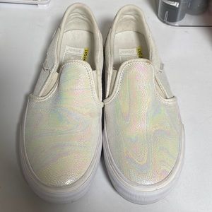 COPY - White opalescent slip on vans